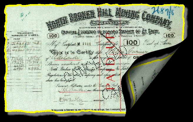 (c) KPKproject - Original Wertpapier der North Broken Hill Mining Company