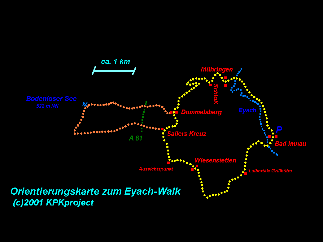 Eyach-Walk - Orientierungskarte zum Streckenverlauf  - (c)2001 KPKproject
