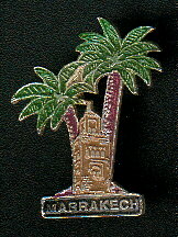 (c) Metall-Pin - Marrakech - Palme mit Koutoubia